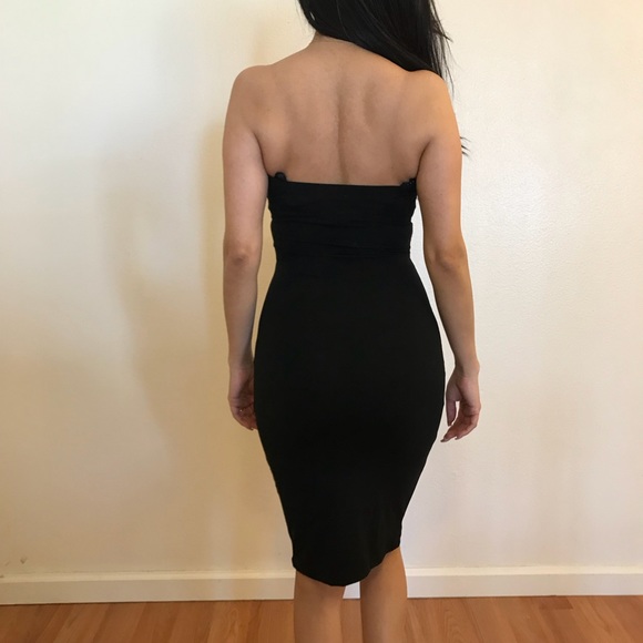 •LAST ONE• Black Strapless Tube Midi Dress - Picture 5 of 6